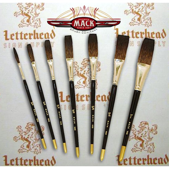 mack brush flat lettering brush soft stroke brown series-1992 full set