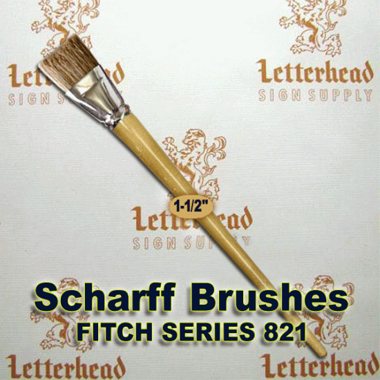 1-1/2" Fitch lettering Brush White Bristle Short Scharff series 821