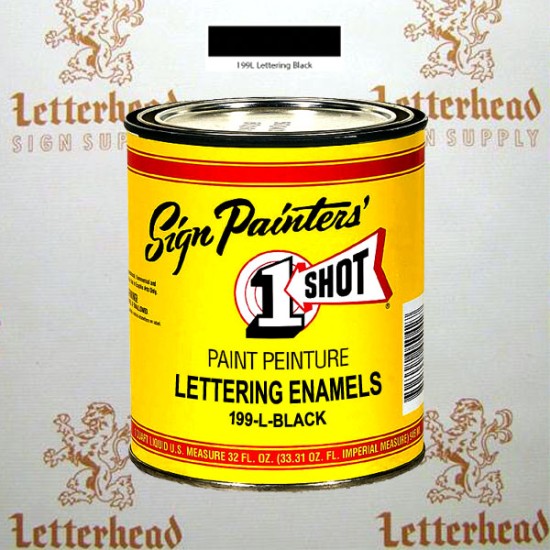 1 Shot Lettering Enamel Paint Black 199L - Quart