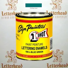 1 Shot Lettering Enamel Paint Blue Green 150L - 1/4 Pint