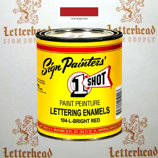 1 Shot Lettering Enamel Paint Bright Red 104L - Quart