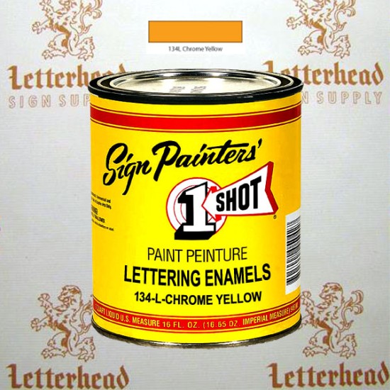 1 Shot Lettering Enamel Paint Chrome Yellow 134L - Pint
