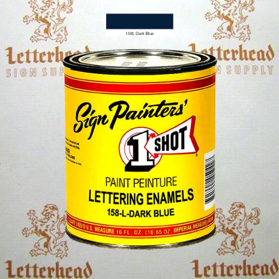 1 Shot Lettering Enamel Paint Dark Blue 158L - Pint
