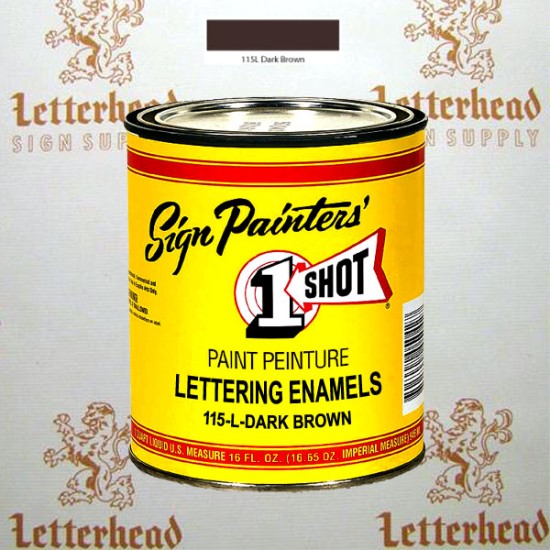 1 Shot Lettering Enamel Paint Dark Brown 115L - Pint