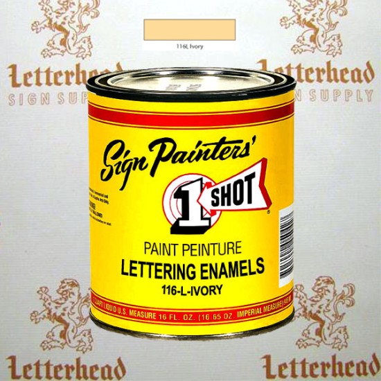 1 Shot Lettering Enamel Paint Ivory 116L - 1/2 Pint
