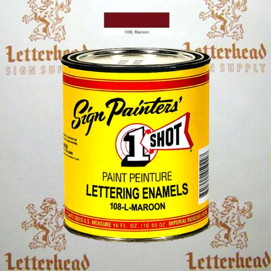 1 Shot Lettering Enamel Paint Maroon 108L- Pint