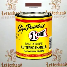 1 Shot Lettering Enamel Paint Medium Brown 114L - 1/4 Pint