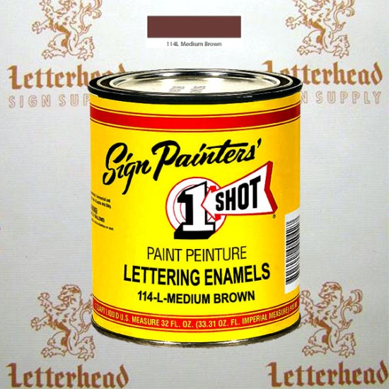 1 Shot Lettering Enamel Paint Medium Brown 114L - Quart