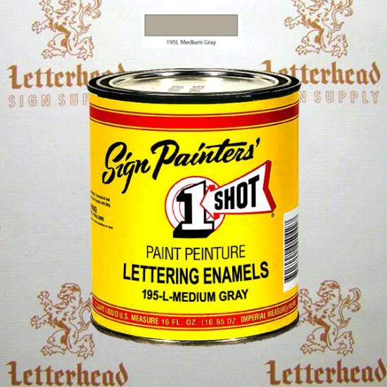 1 Shot Lettering Enamel Paint Medium Gray 195L - Pint