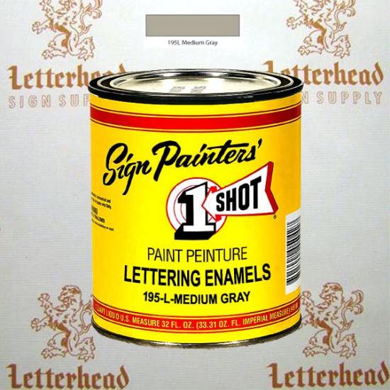 1 Shot Lettering Enamel Paint Medium Gray 195L - Quart