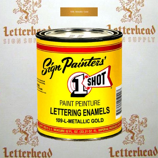1 Shot #109L Metallic Gold Lettering Enamel Paint Gallon