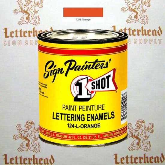 1 Shot Lettering Enamel Paint Orange 124L - Quart