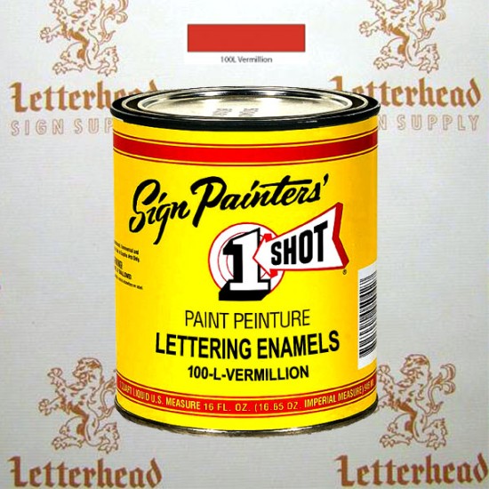 1 Shot Lettering Enamel Paint Vermillion 100L - Pint