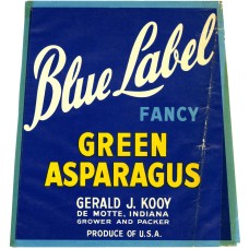 Blue Label Asparagus Fruit Crate Label