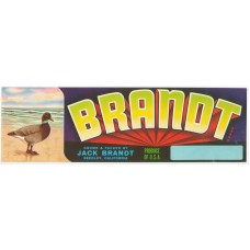 Brandt Duck Fruit Crate Label
