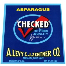 Checked Levy Asparagus Fruit Crate Label