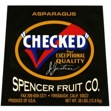 Checked Spencer Asparagus Fruit Crate Label