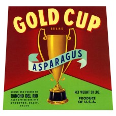 Gold Cup Asparagus Fruit Crate Label Gold Cup Asparagus Fruit Crate Label