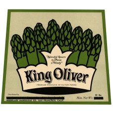 King Oliver Asparagus Fruit Crate Label King Oliver Asparagus Fruit Crate Label