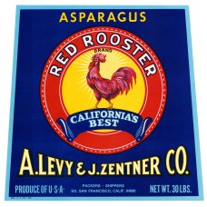 Red Rooster Levy Fruit Crate Label