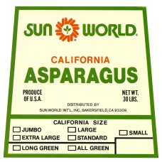 Sun World Asparagus Fruit Crate Label
