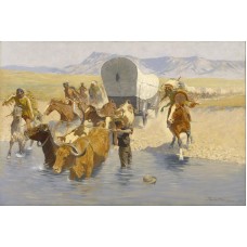 Remington Emigrants Wagon River Western Art Remington Emigrants Wagon River Western Art