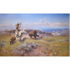 Russell Fighting Meat Buffalo Western Art
