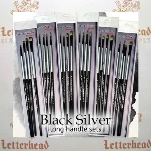 Black Siver Long Handled Brush Set 6 Black Siver Long Handled Brush Set 6