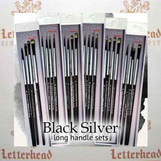 Black Siver Long Handled Brush Set 3