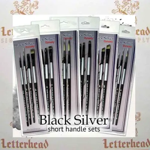 Black Siver Short Handled Brush Set 4 Black Siver Short Handled Brush Set 4