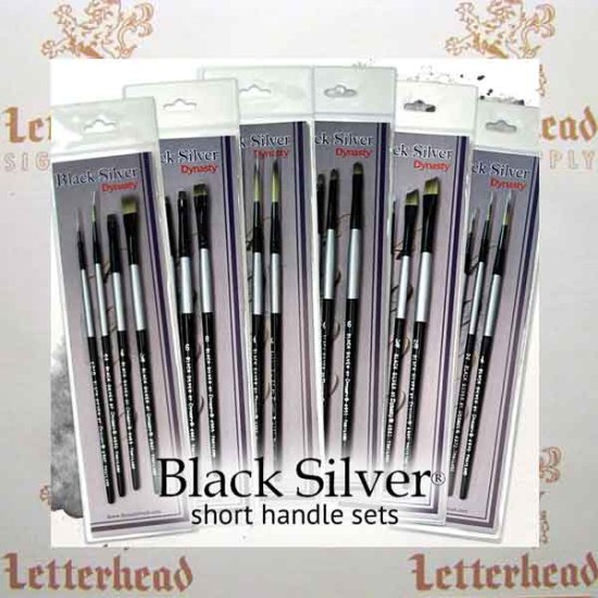 Black Siver Short Handled Brush Set 5