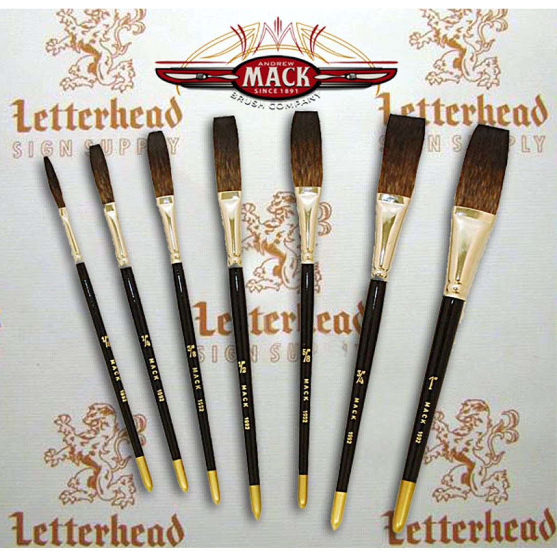 mack brush flat lettering brush soft stroke brown series1992 full set