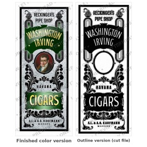 Washington Irving Havana Cigars — Vintage Cigar Sign Artwork Washington Irving Havana Cigars — Vintage Cigar Sign Artwork