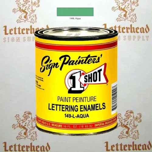 1 Shot Lettering Enamel Paint Aqua 149L - 1/4 Pint