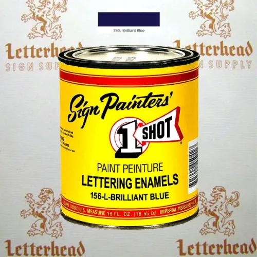 1 Shot Lettering Enamel Paint Brilliant Blue 156L - 1/4 Pint