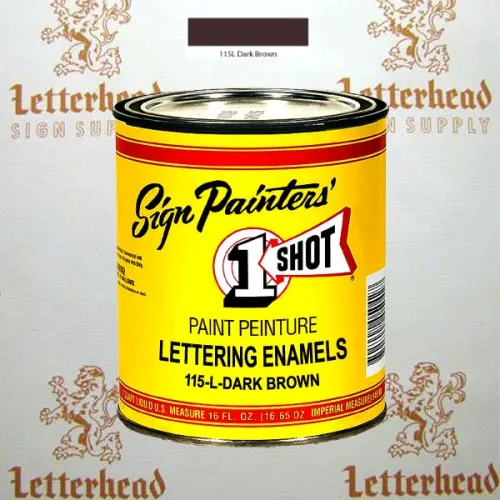 1 Shot Lettering Enamel Paint Dark Brown 115L - 1/4 Pint