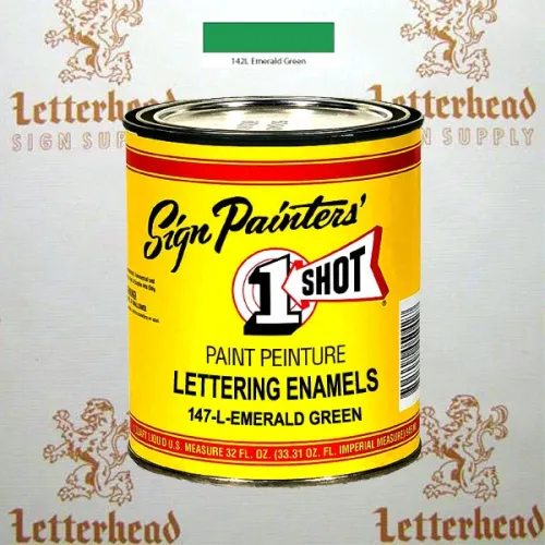 1 Shot Lettering Enamel Paint Emerald Green 142L - Quart 1 Shot Lettering Enamel Paint Emerald Green 142L - Quart