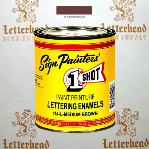 1 Shot Lettering Enamel Paint Medium Brown 114L - 1/4 Pint