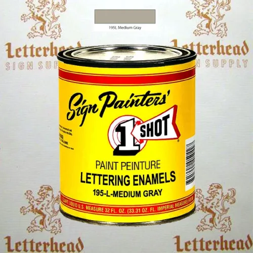 1 Shot Lettering Enamel Paint Medium Gray 195L - Quart 1 Shot Lettering Enamel Paint Medium Gray 195L - Quart