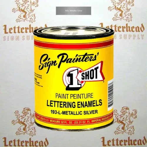 1 Shot Lettering Enamel Paint Metallic Silver 193L - Quart