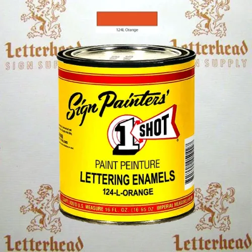 1 Shot Lettering Enamel Paint Orange 124L - 1/4 Pint