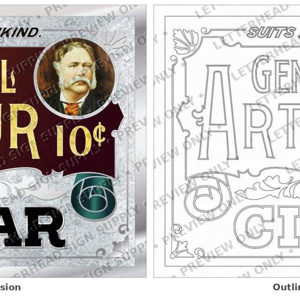 General Arthur 10¢ Cigar — Vintage Cigar Sign Artwork