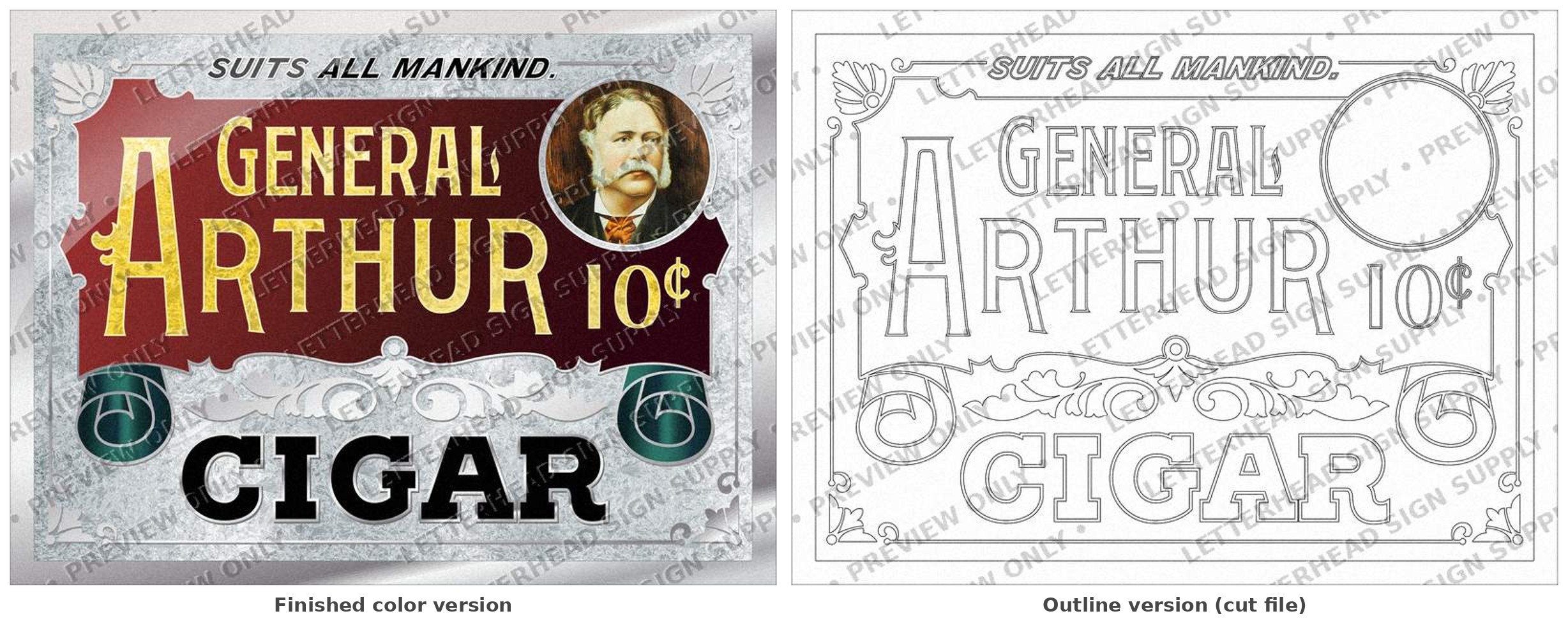 General Arthur 10¢ Cigar — Vintage Cigar Sign Artwork
