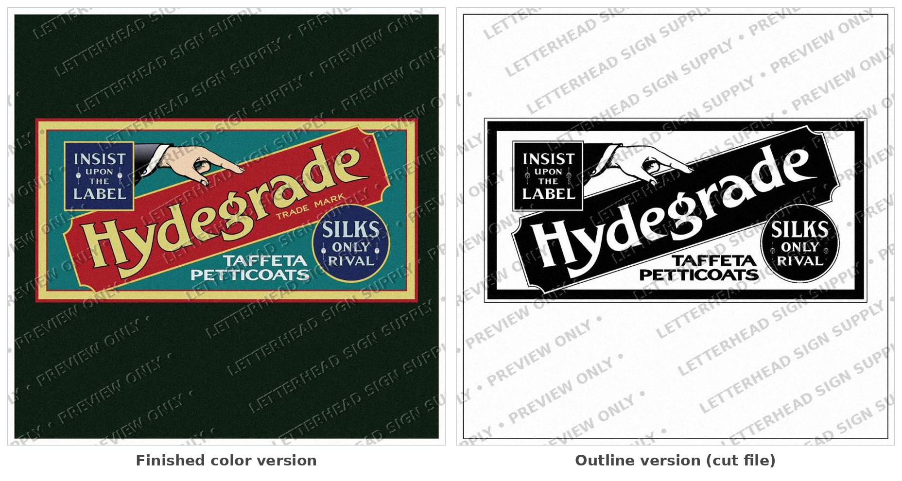 Hydegrade Taffeta Petticoats — Vintage Trade Sign Artwork