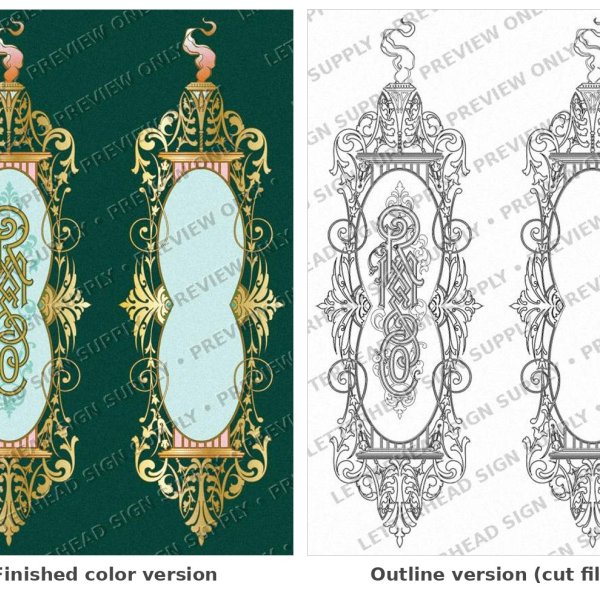 Ornate Monogram Panel — Vintage Ornamental Artwork