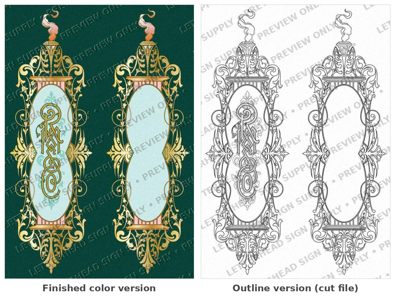 Ornate Monogram Panel — Vintage Ornamental Artwork