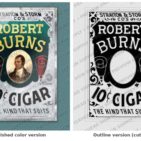 Robert Burns 10¢ Cigar — Vintage Cigar Sign Artwork