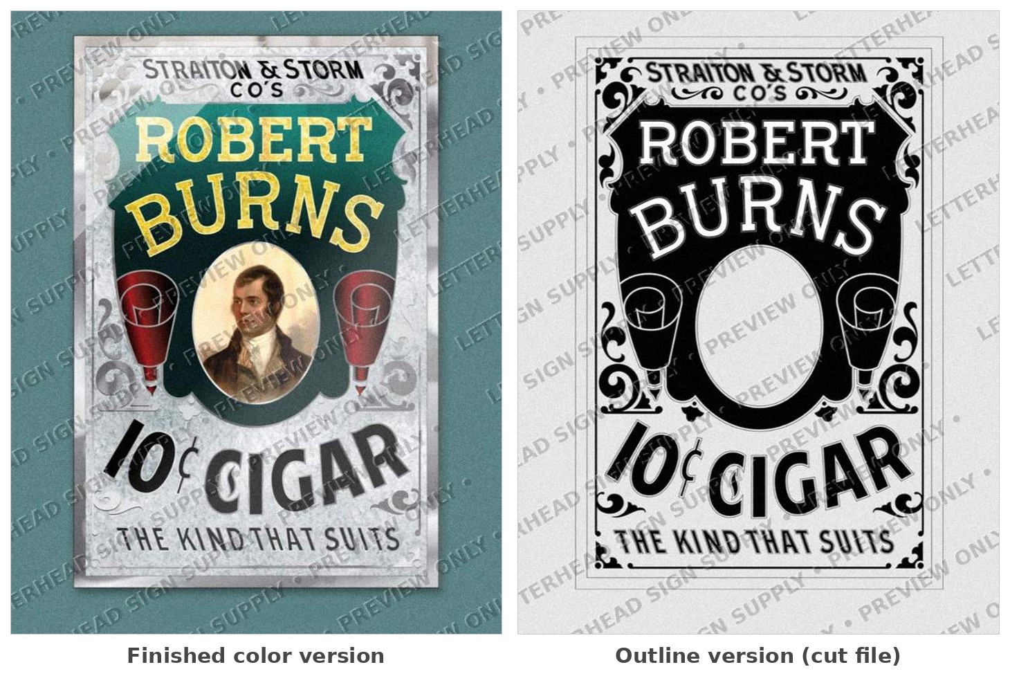 Robert Burns 10¢ Cigar — Vintage Cigar Sign Artwork