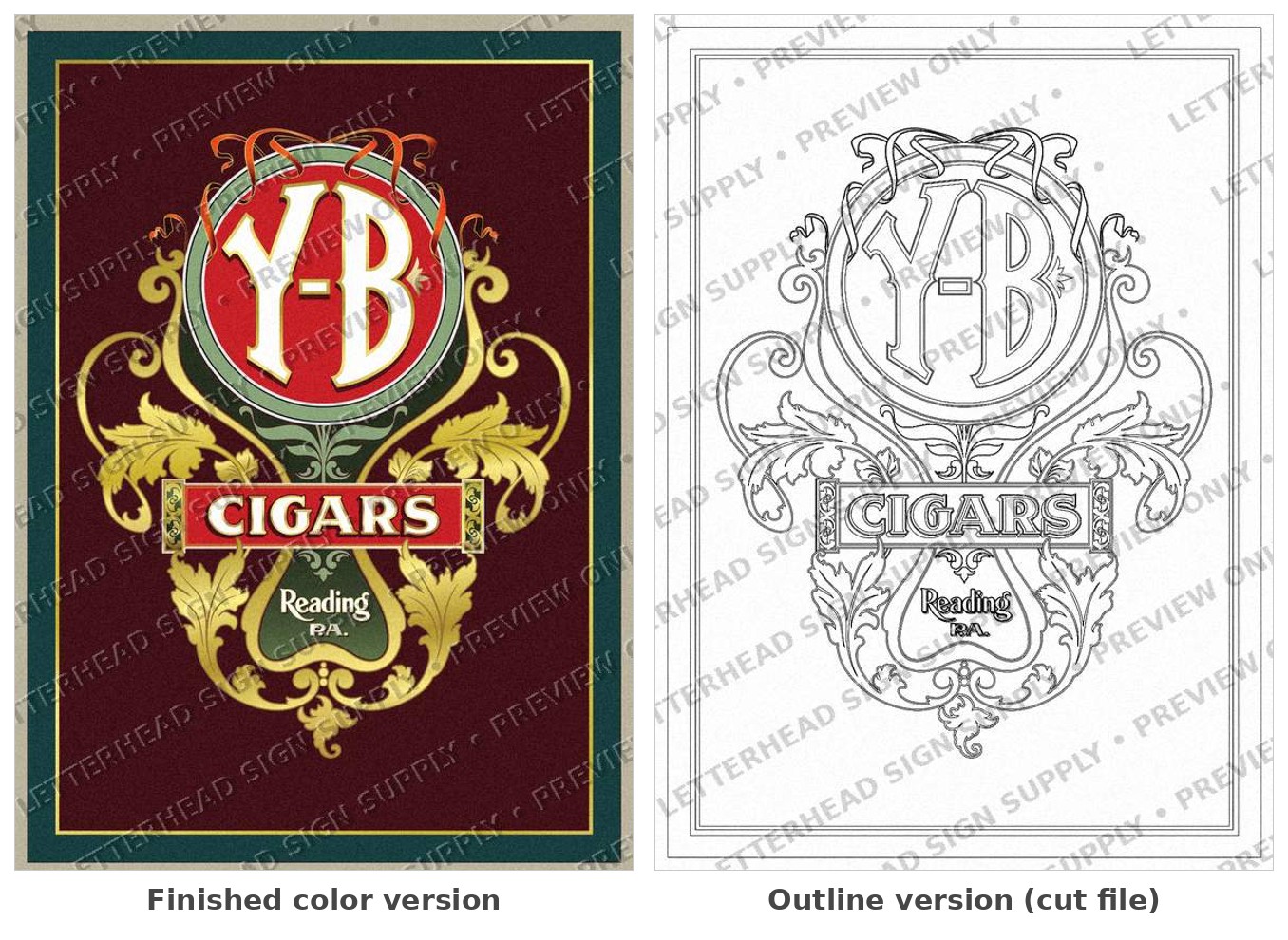 Y-B Cigars, Reading PA — Vintage Cigar Label Artwork